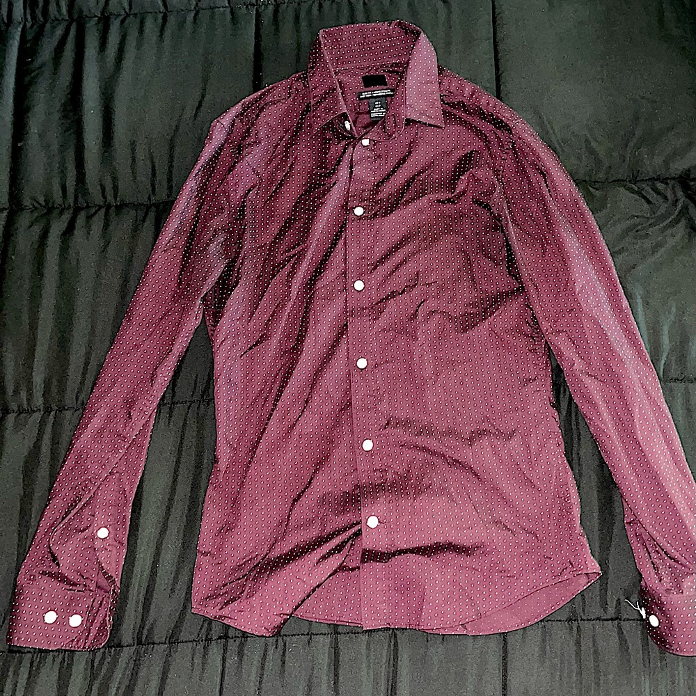 H&M Red Dotted Dress Shirt